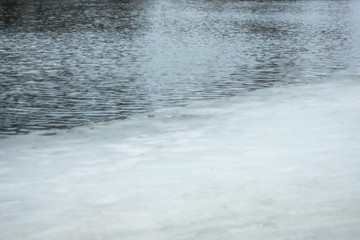 Snow melt in spring on a cloudy day