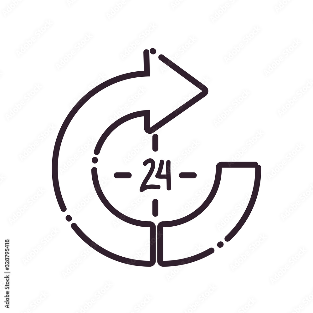 Poster 24 hours arrow line style icon vector design