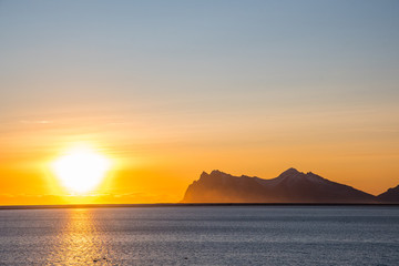 Fototapeta na wymiar Sunset above Vestrahorn mountain in Iceland