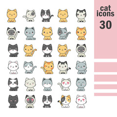 set of cute cats on white background
