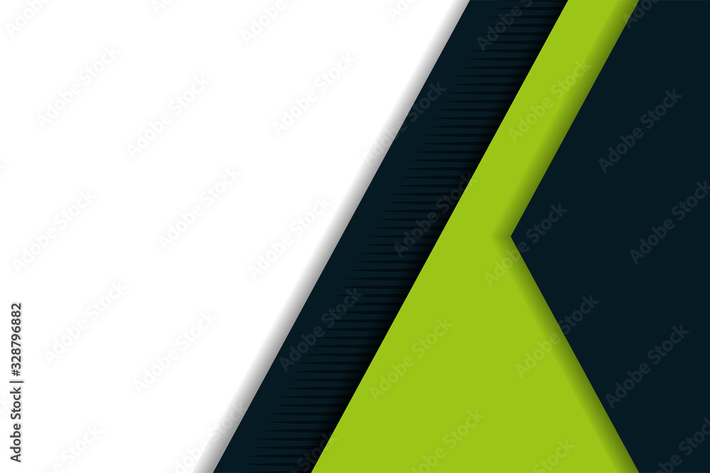 Poster white background with dark and light green flat color element designs on modern triangle and diagona