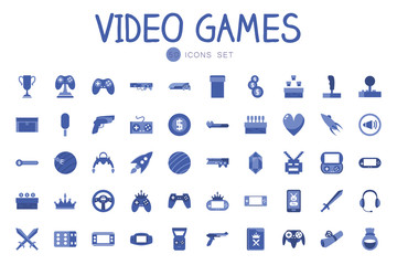 Fototapeta na wymiar Isolated 50 videogame line style icon set vector design