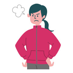 ジャージ　女性　スポーツウェア　怒っている 