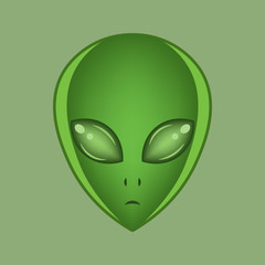 Green alien face, vector illustration.