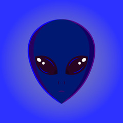 Alien face, blue and purple icon, vector illustration.