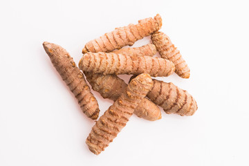 Turmeric whole tubers kurkuma, curcuma. Oriental spice