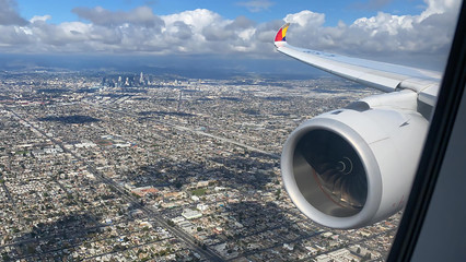 Aerial view of Los Angeles from a plane