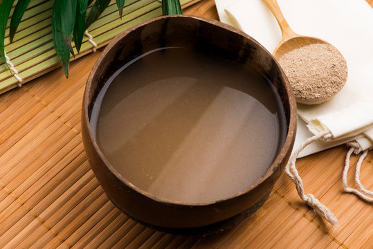 Kava drink made from the roots of the kava plant mixed with water