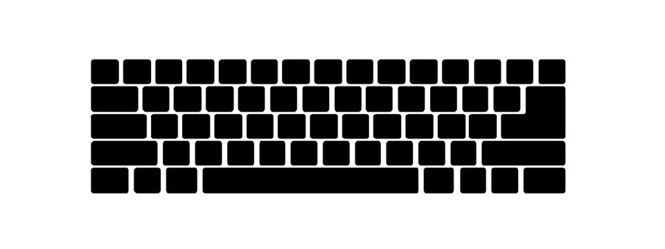 Keyboard Icon - Qwerty Keyboard Vector Isolated Black Silhouette on White
