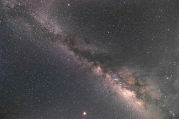 Stars and the Milky Way in the dark night sky are very beautiful.