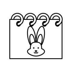 calendar with rabbit on white background