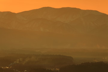 夕焼けの北上市街地