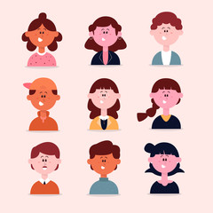 people avatar girl and boy. flat design illustration