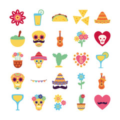 Mexican flat style icon set vector design