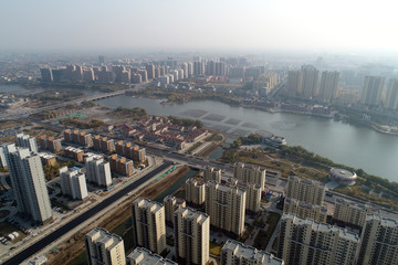 Urban Architectural Scenery, aerial photograph, China