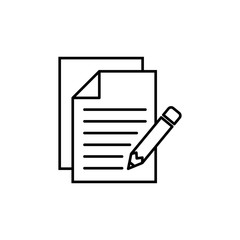 Note icon isolated on white background. Taking note icon vector. Edit line icon. Document write. Content writing