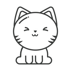 cute cat on white background, line style icon