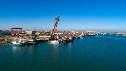 Aerial photography of shipyard Wharf