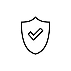 Shield check mark logo icon isolated on white background. Protection approve sign. Safe icon vector