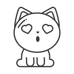 Fototapeta premium cute cat on white background, line style icon