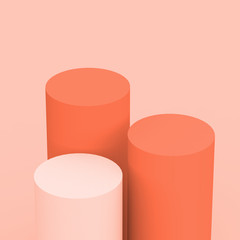 3d orange white cylinder podium minimal studio background. Abstract 3d geometric shape object illustration render. Display for cosmetic perfume fashion product.