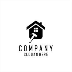 Creative Home Construction Concept Logo Design Template