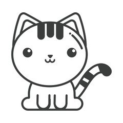 cute cat on white background, line style icon