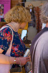 Woman shopping at an artisan market