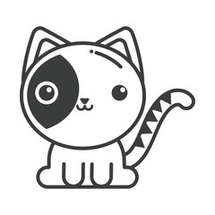 cute cat on white background, line style icon