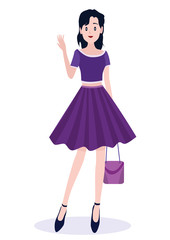 Fashionable beautiful girls. cartoon female characters in stylish clothing various fashion. Vector illustration.