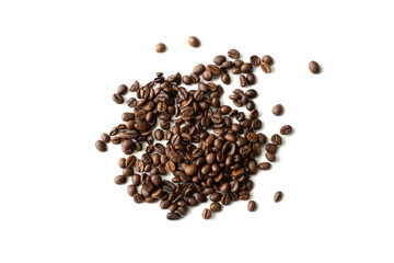Close up of coffee bean isolated on white background