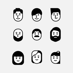 Icon avatar set in line style. User vector for website and apps.