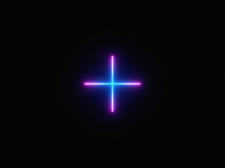 Blue and purple neon light icon isolated in black background. Vibrant colors, laser show. 3d rendering - illustration. - obrazy, fototapety, plakaty