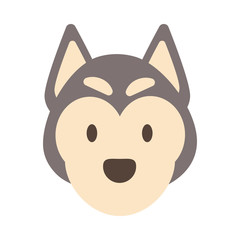 head of cute dog on white background