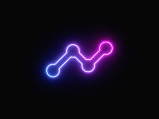 Blue and purple neon light icon isolated in black background. Vibrant colors, laser show. 3d rendering - illustration.