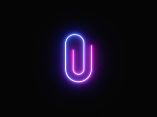 Blue and purple neon light icon isolated in black background. Vibrant colors, laser show. 3d rendering - illustration.