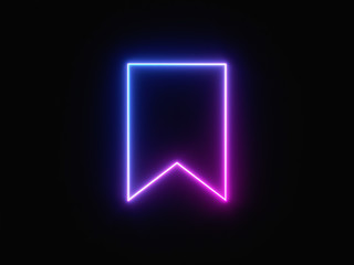 Blue and purple neon light icon isolated in black background. Vibrant colors, laser show. 3d rendering - illustration.