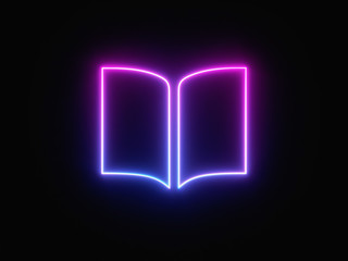 Blue and purple neon light icon isolated in black background. Vibrant colors, laser show. 3d rendering - illustration.