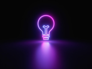Blue and purple neon light icon isolated in black background. Vibrant colors, laser show. 3d rendering - illustration.