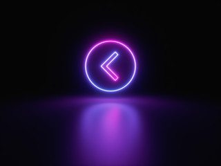 Blue and purple neon light icon isolated in black background. Vibrant colors, laser show. 3d rendering - illustration.