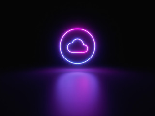 Blue and purple neon light icon isolated in black background. Vibrant colors, laser show. 3d rendering - illustration.