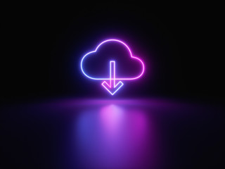 Blue and purple neon light icon isolated in black background. Vibrant colors, laser show. 3d rendering - illustration. - obrazy, fototapety, plakaty
