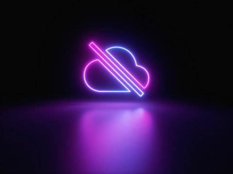 Blue and purple neon light icon isolated in black background. Vibrant colors, laser show. 3d rendering - illustration.