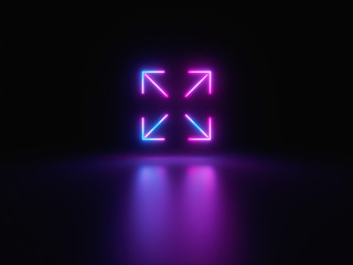 Obraz premium Blue and purple neon light icon isolated in black background. Vibrant colors, laser show. 3d rendering - illustration.
