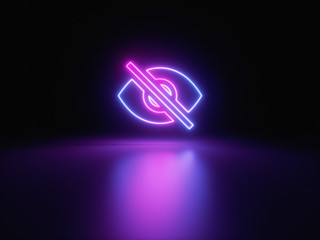 Blue and purple neon light icon isolated in black background. Vibrant colors, laser show. 3d rendering - illustration.