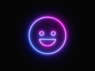 Blue and purple neon light icon isolated in black background. Vibrant colors, laser show. 3d rendering - illustration.
