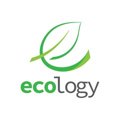 Ecology logo with letter e and leaf