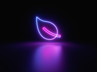 Blue and purple neon light icon isolated in black background. Vibrant colors, laser show. 3d rendering - illustration.