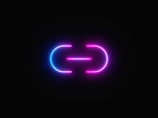 Blue and purple neon light icon isolated in black background. Vibrant colors, laser show. 3d rendering - illustration.