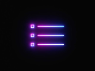 Blue and purple neon light icon isolated in black background. Vibrant colors, laser show. 3d rendering - illustration.